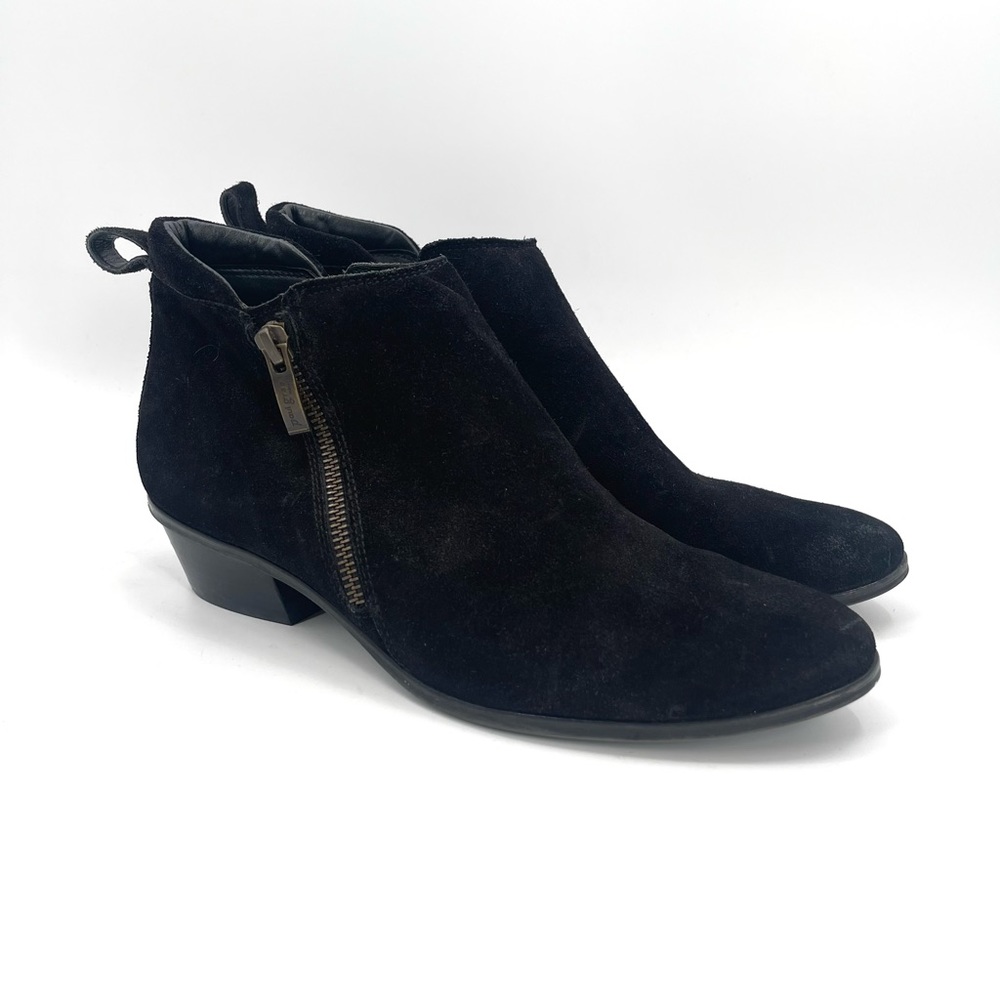 PAUL GREEN Boots Size 8.5 Jillian Suede Black Ankle Booties Black Zipper Luxury